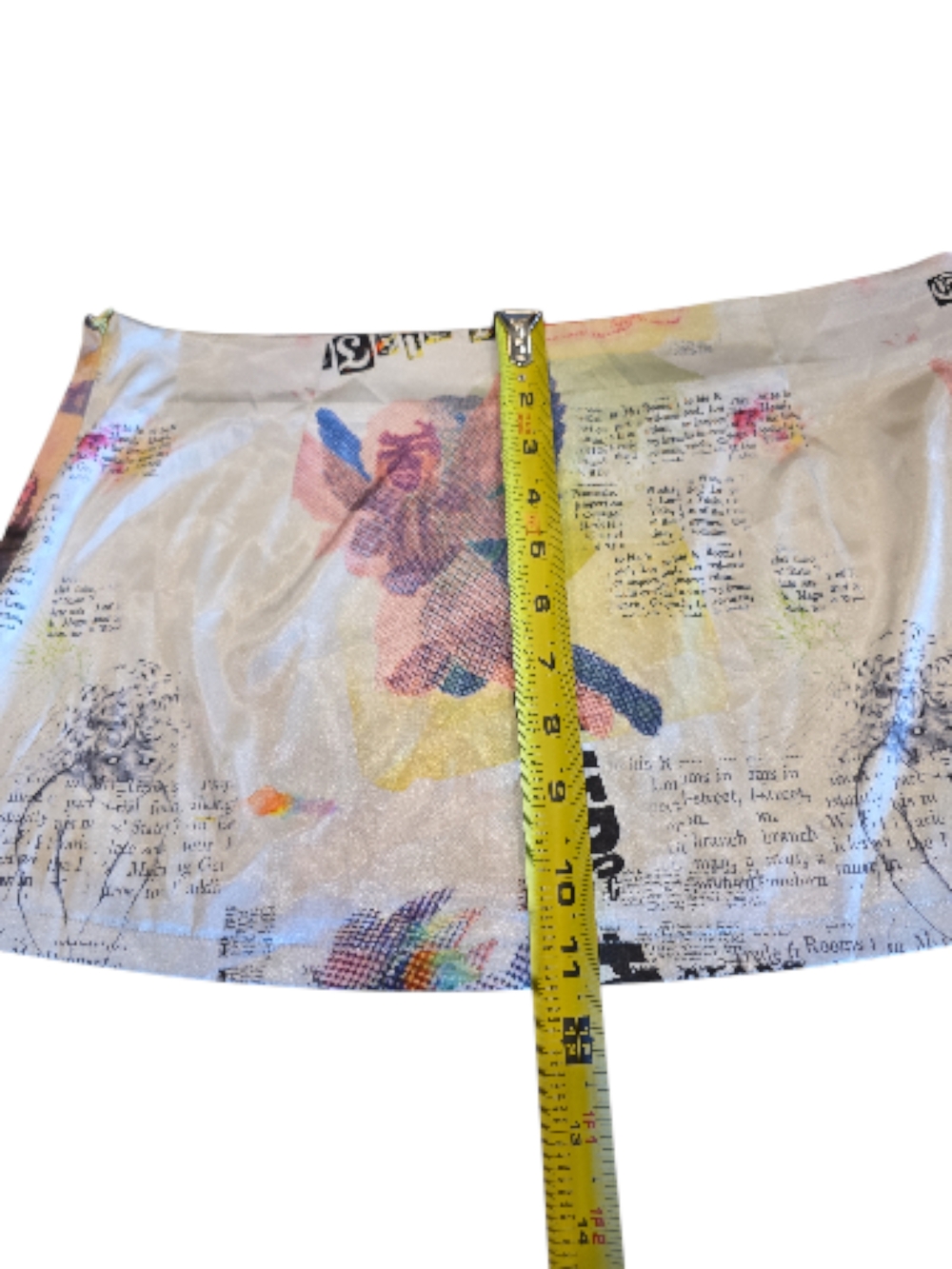 Abstract Cherub Newsprint Floral Print Mini Skirt in Multicolor - Picture 6 of 8